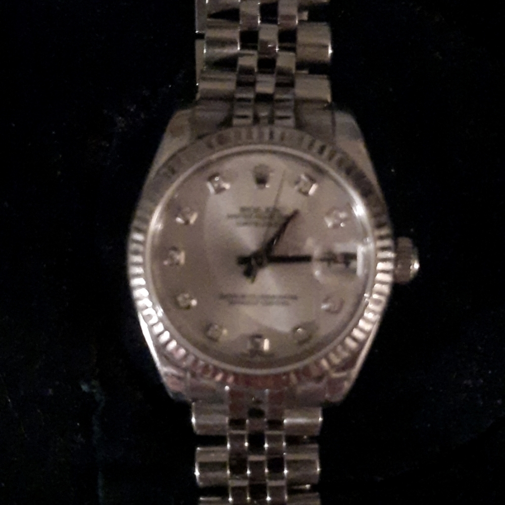 22k white gold and stainless steal women's Rolex watch
